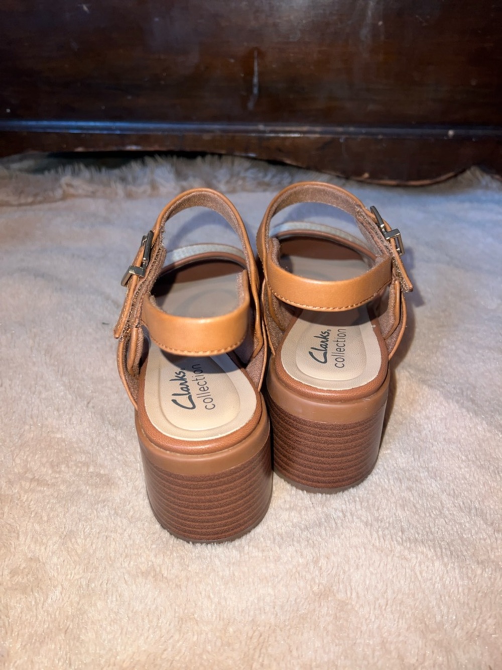 Clarks Collection Jaylan Ray Brown and Cream Women's Slingback Sandals - Picture 3 of 4